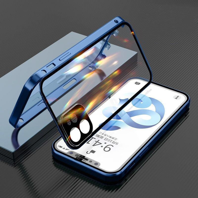 Metal Frame Snap Double-sided Glass Phone Case